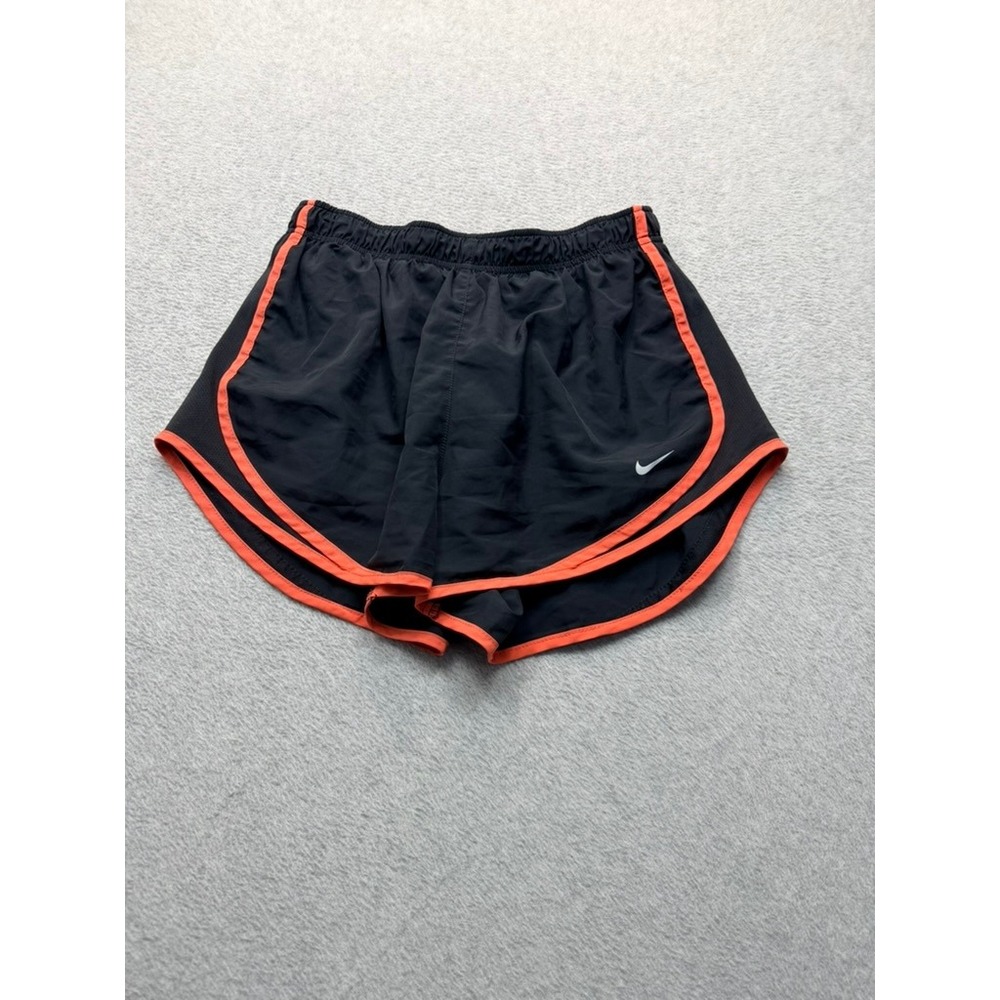 Nike Dri-FIT Tempo Running Shorts Black Orange Piping Women Large 831558-011